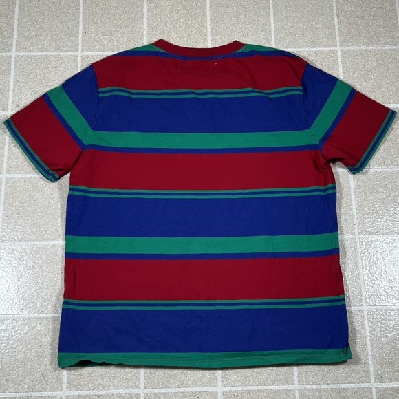 VTG Guess T Shirt Mens Large 90s Vertical Striped Red Blue Short Sleeve USA - Picture 3 of 6